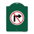 Amistad 18 x 24 in. Designer Series Sign - No Right Turn with Graphic Only, Green & White AM2071968